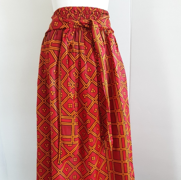 Dresses & Skirts - NWOT AFROCENTRIC GEOMETRIC PRINT HIGH WAIST FRONT TIE MIDI SKIRT SZ M